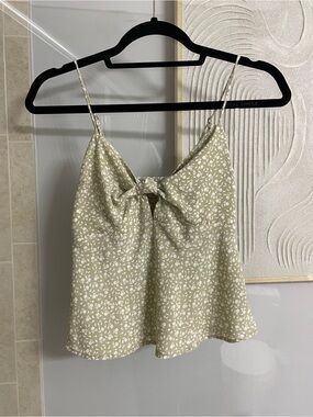 Abercrombie & Fitch Sage Green Floral Tie-Front Cami